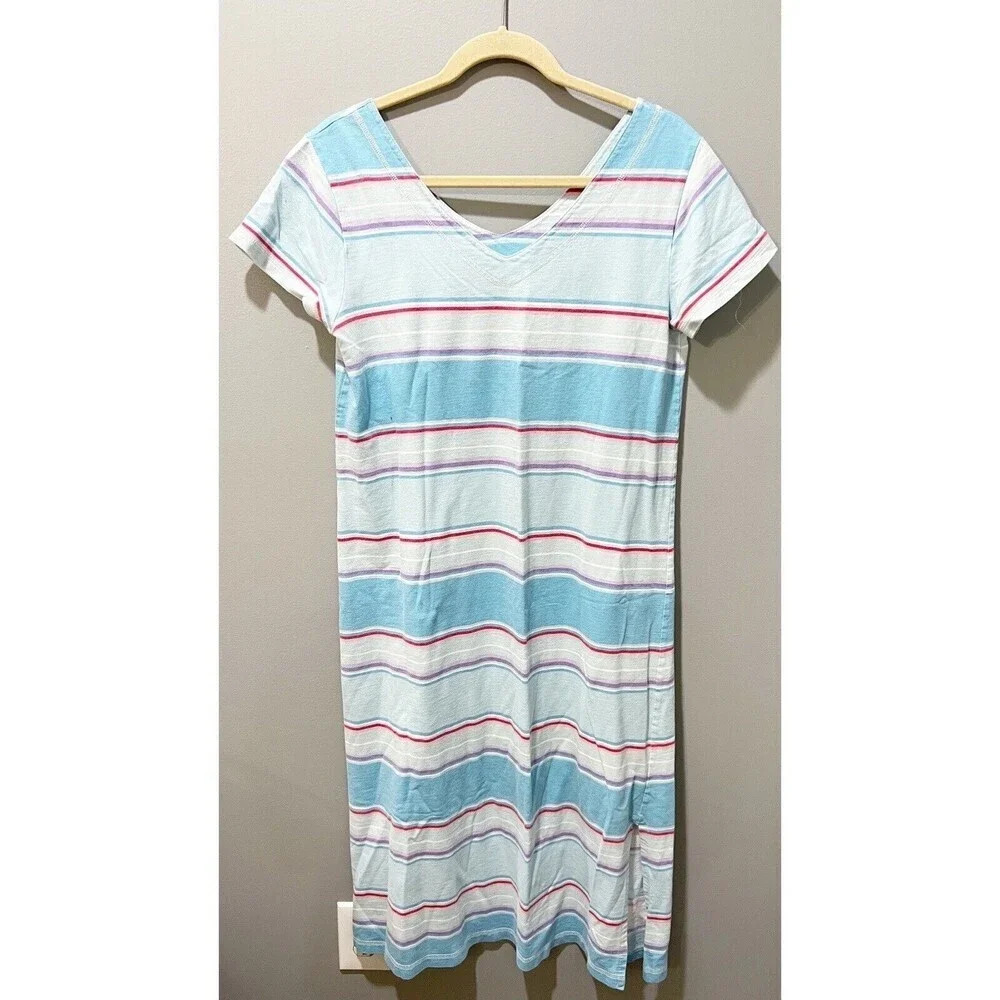 Carole Hochman Womens Striped T Shirt Midi Dress Small Pastel Casual Comfort